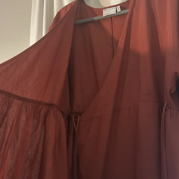 SOLD :: ASOS Terracotta Linen Wrap Dress - Picture 9 of 11